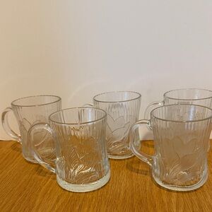 Vintage Arcoroc Canterbury Crocus Flower Mugs - Set of 5